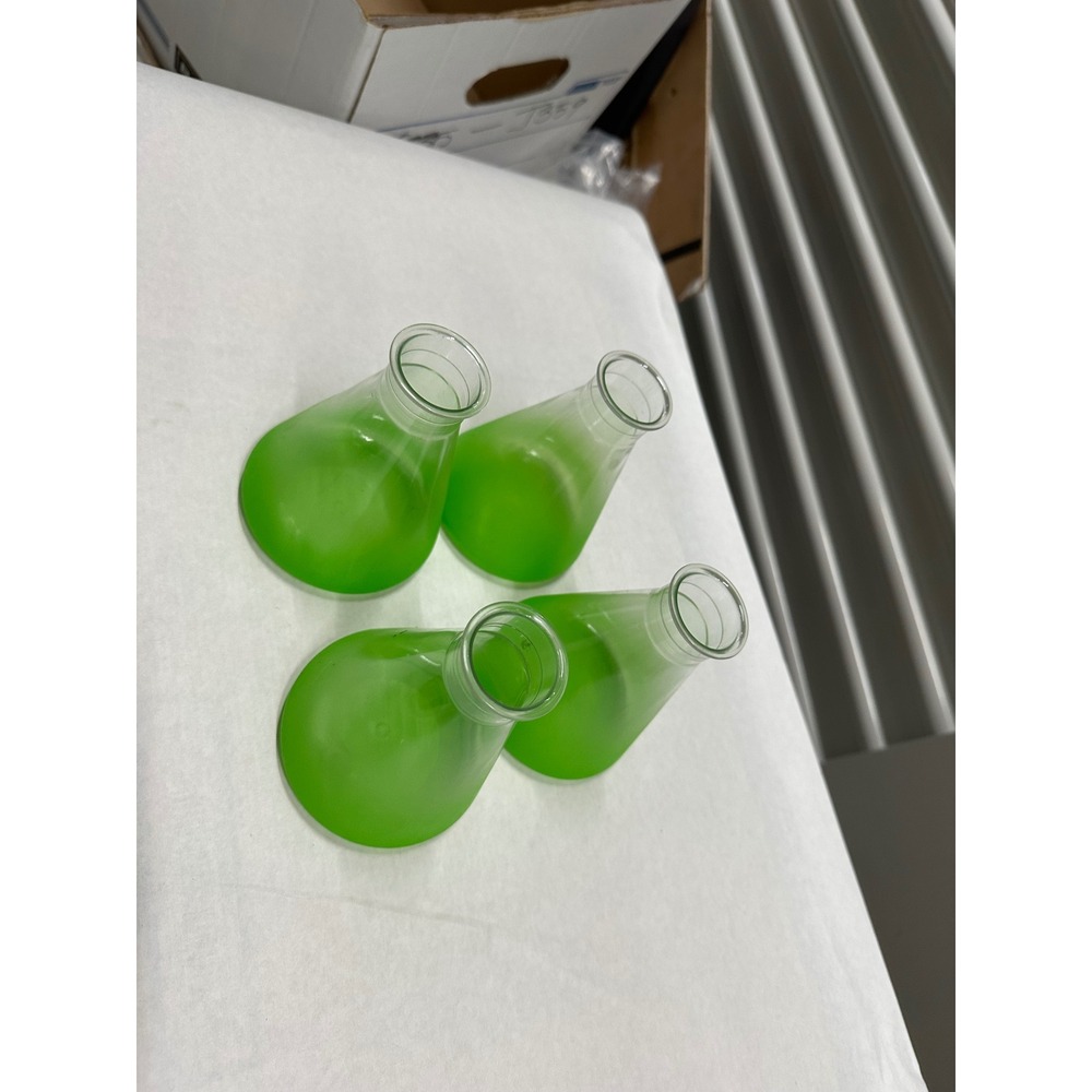 Halloween  Green Frosted Plastic Erlenmeyer Flask Drinkware Set of 4